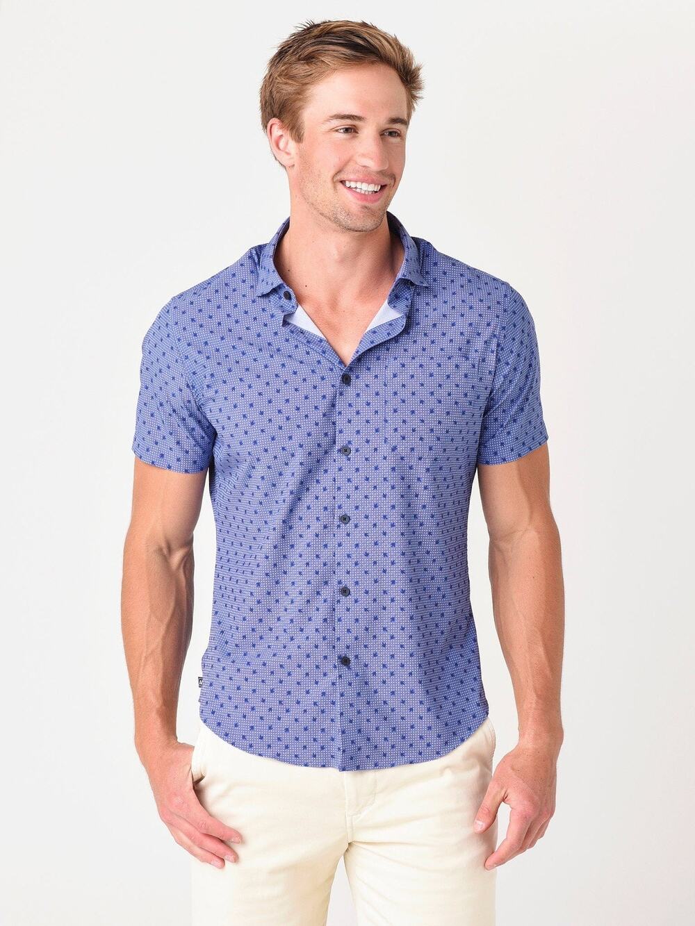 Mizzen+Main Leeward Shirt Mens Large Trim Short Sleeve Performance Stretch